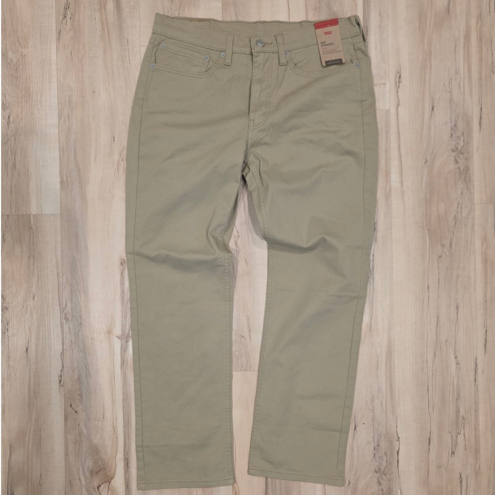 Levis 514 Straight Stretch Khaki Tan Pants Mens 34x30 NWT Regular Fit Twill